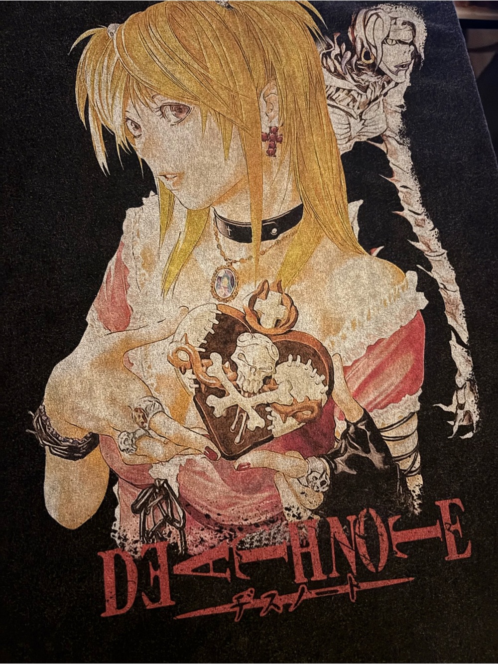 Black Graphic Tee with Yellow Anime Character